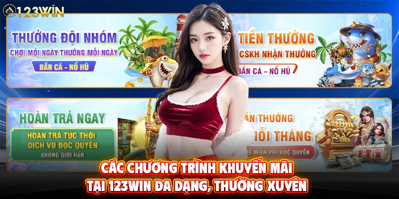 Các chương trình khuyến mãi tại 123WIN đa dạng, thường xuyên